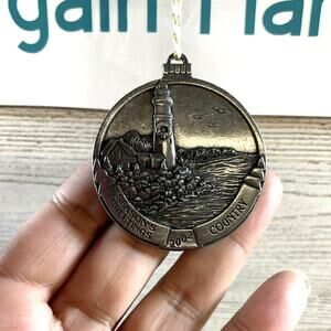 2002 Country Promotional Pewter Christmas Ornament 1.75" Seasons Greetings B#6